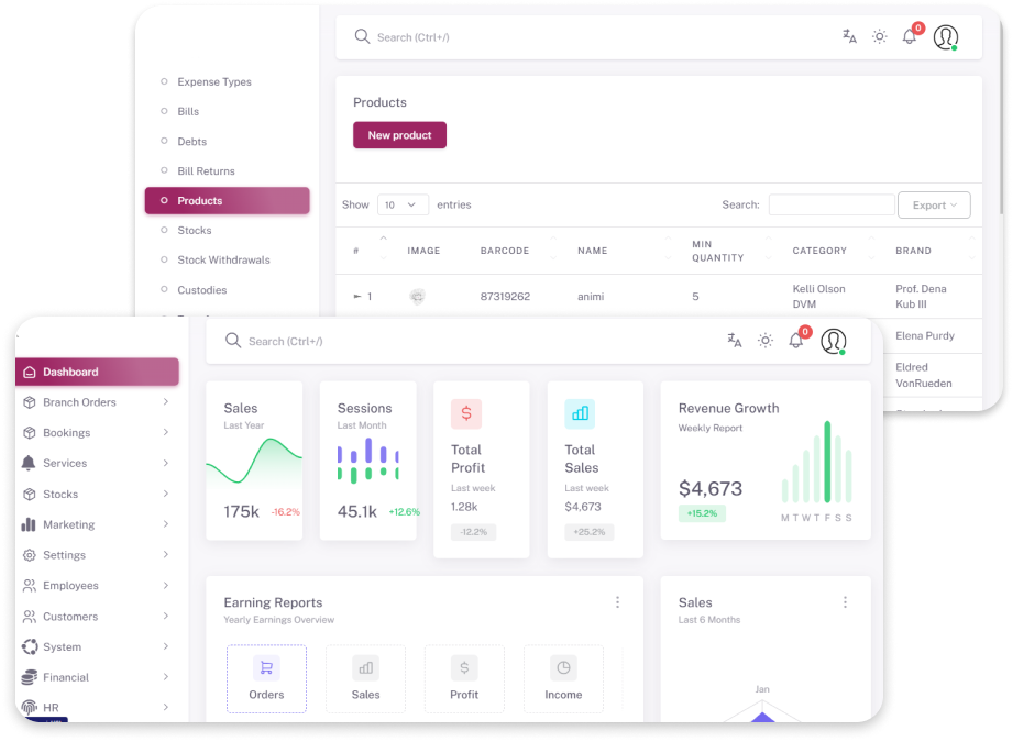 Salon dashboard